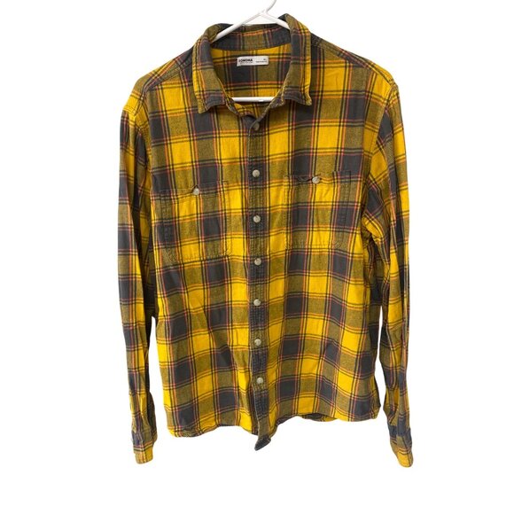 Sonoma Yellow & Blue Plaid Button-Down Flannel Shirt XL Mens Comfortable Casual - Picture 1 of 4